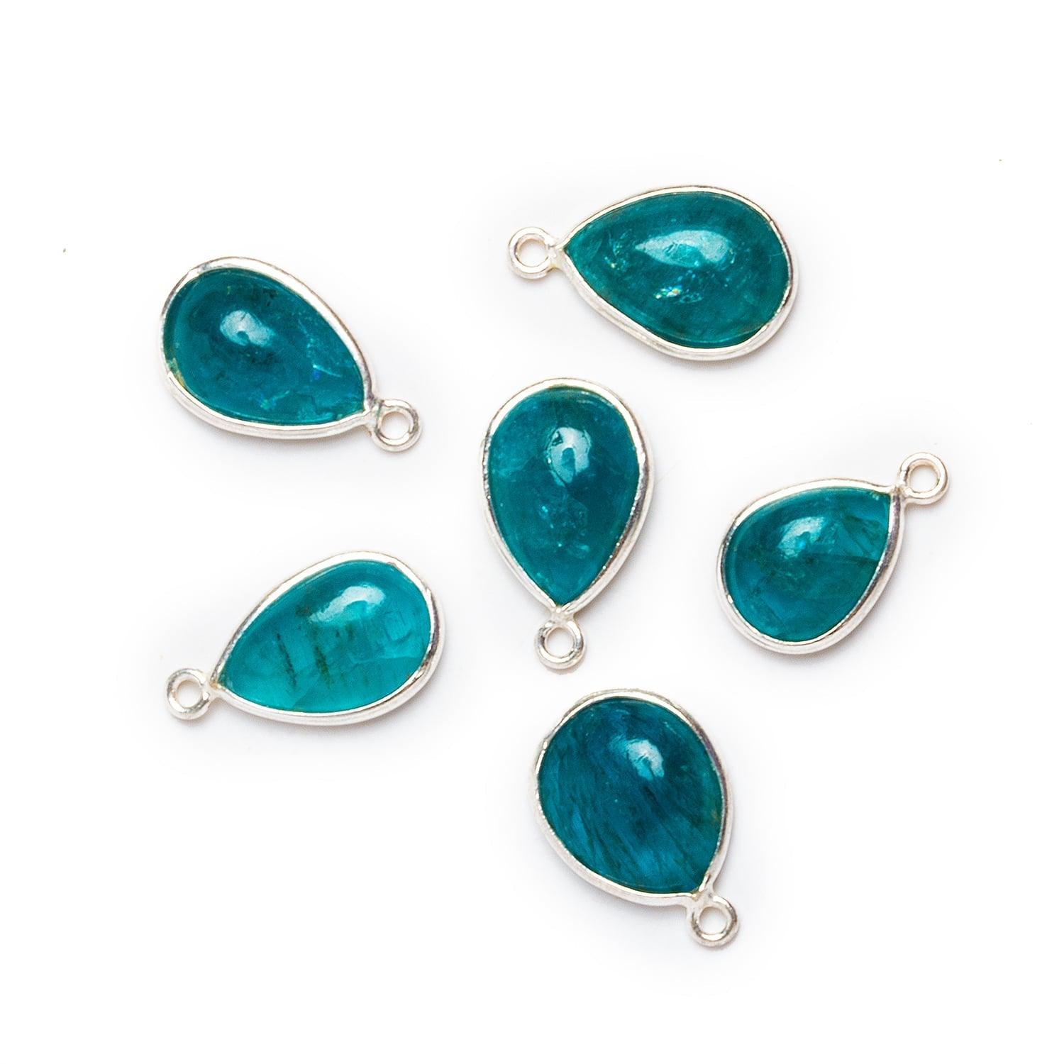 19x12mm Silver Bezeled Apatite Pear Pendant 1 Bead - The Bead Traders