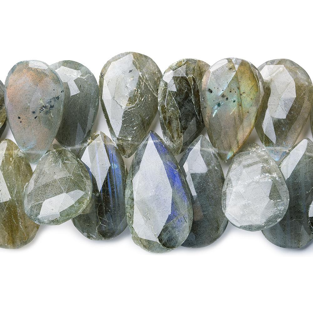 19x14-30x15mm Labradorite faceted pear beads 8 inch 36 pieces - The Bead Traders