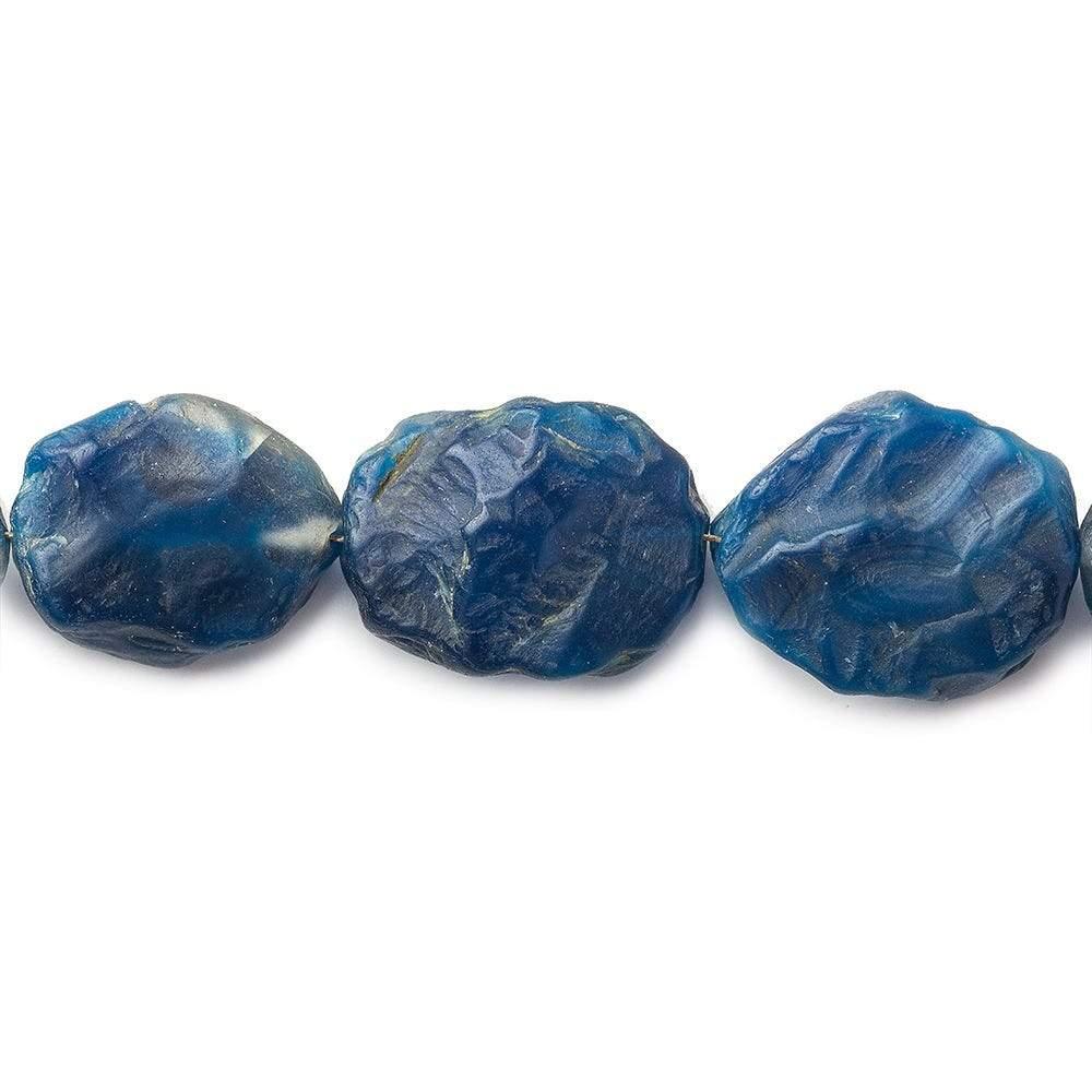19x15-14x13mm Cobalt Blue Agate Beads Tumbled Hammer Faceted Ovals 8 inch 11 pcs - The Bead Traders