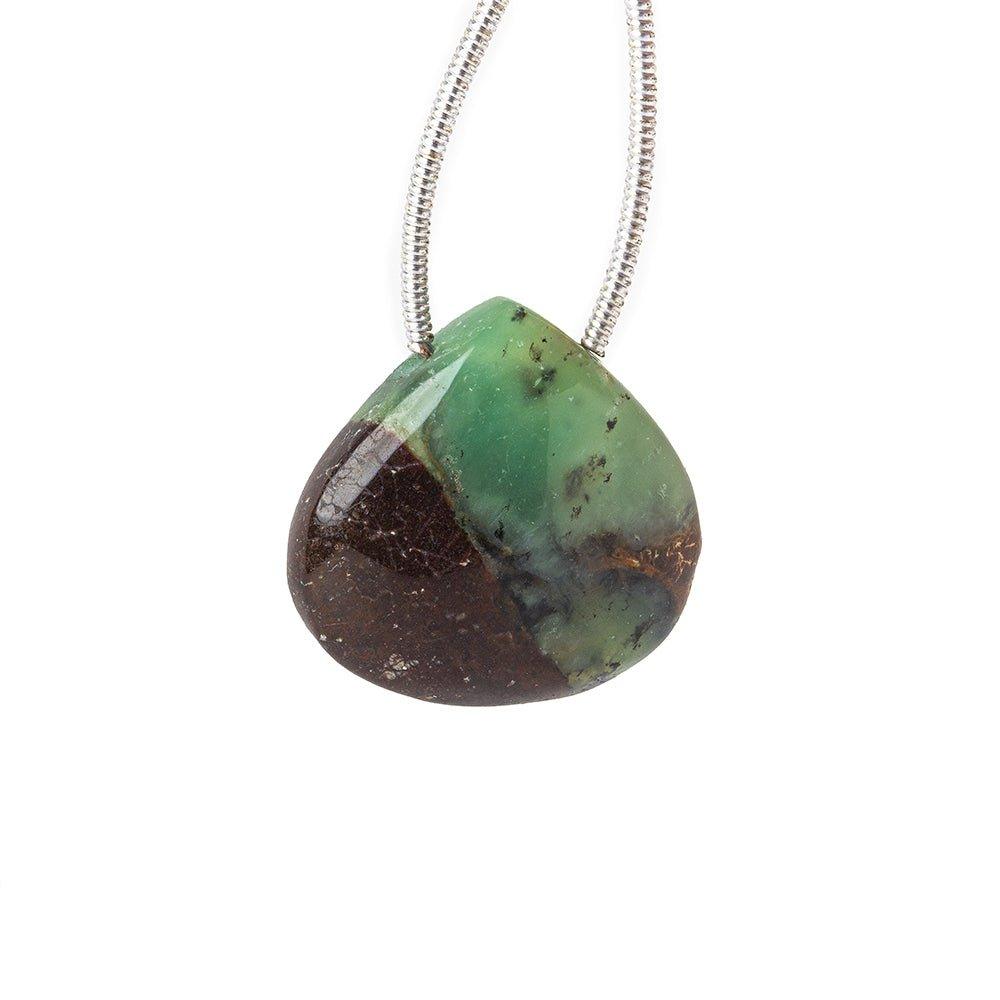 19x18mm-23x22mm Chrysoprase with Matrix Plain Heart Focal Bead 1 Piece - The Bead Traders