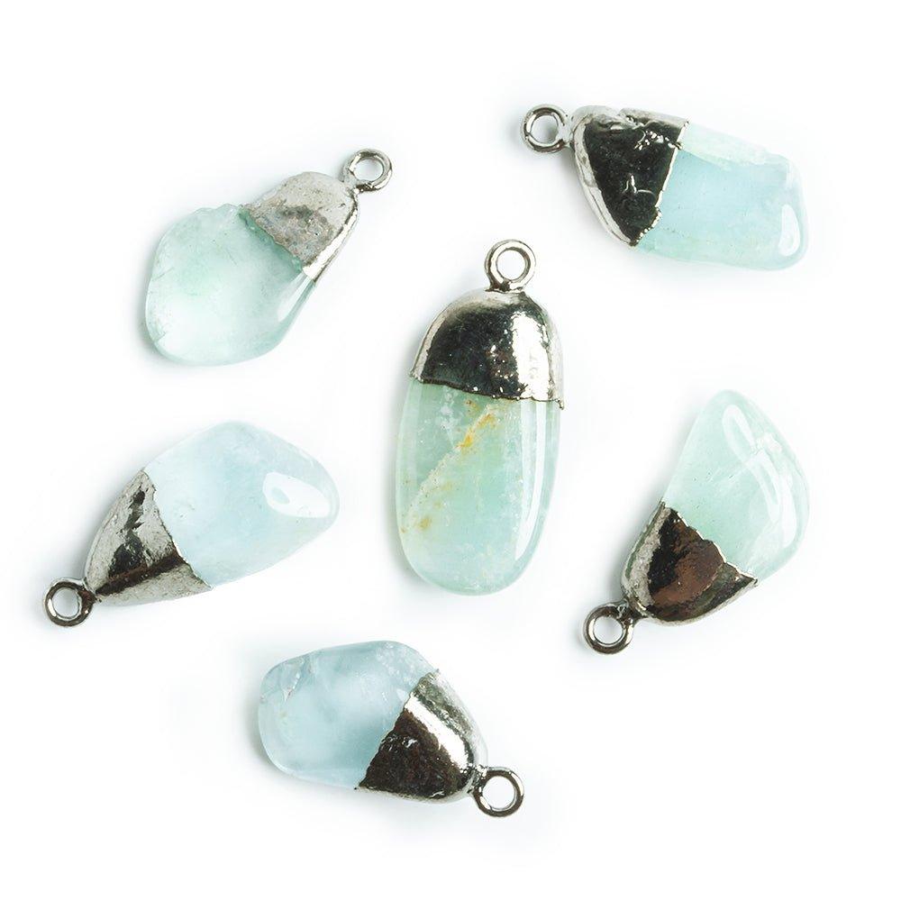 19x8mm-30x11mm Black Gold Leafed Aquamarine Plain Nugget Focal Pendant 1 Piece - The Bead Traders