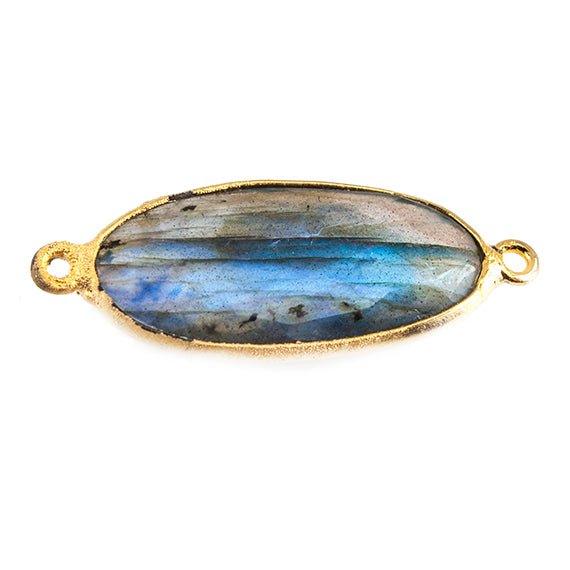 19x9mm 22kt Gold plated Bezel Labradorite Oval Connector Bead 1 piece - The Bead Traders