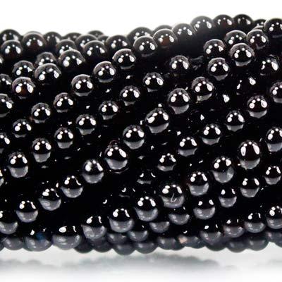 1mm Black Chalcedony Plain Round Beads, 15 inch - The Bead Traders