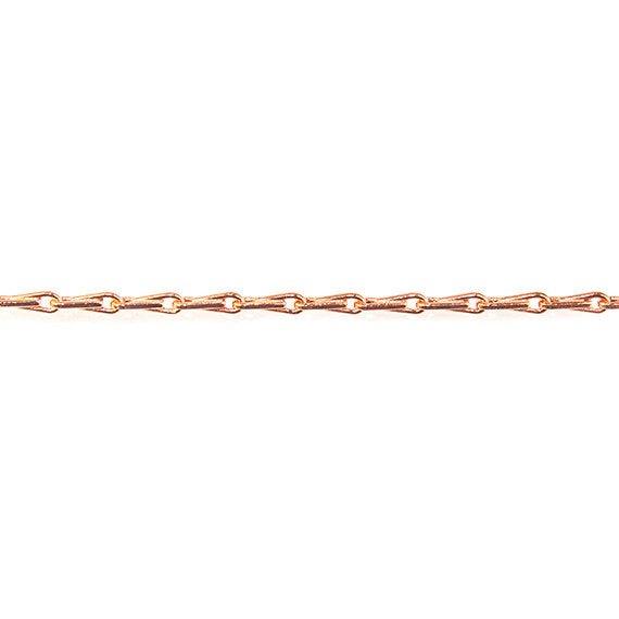 1mm Rose Gold plated Tear Drop Link Chain by the Foot - The Bead Traders