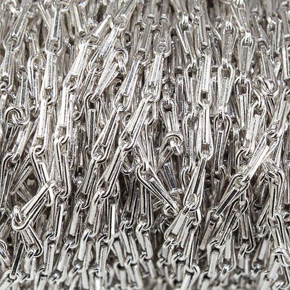 1mm Silver plated Tear Drop Link Chain by the Foot - The Bead Traders