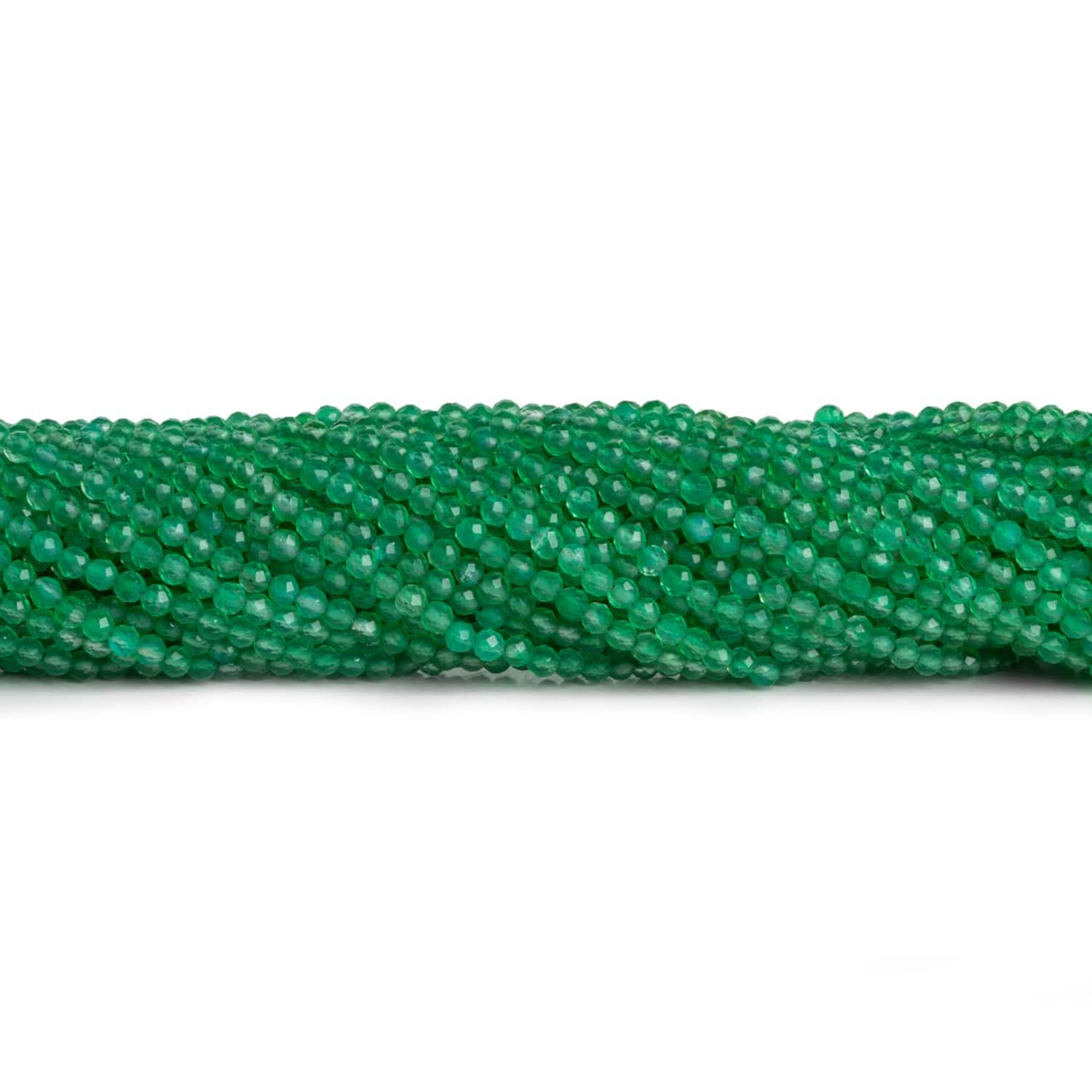 2-2.2mm Green Onyx Microfaceted Rounds 12 inch 130 beads - The Bead Traders