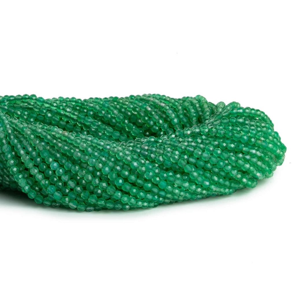 2-2.2mm Green Onyx Microfaceted Rounds 12 inch 130 beads - The Bead Traders