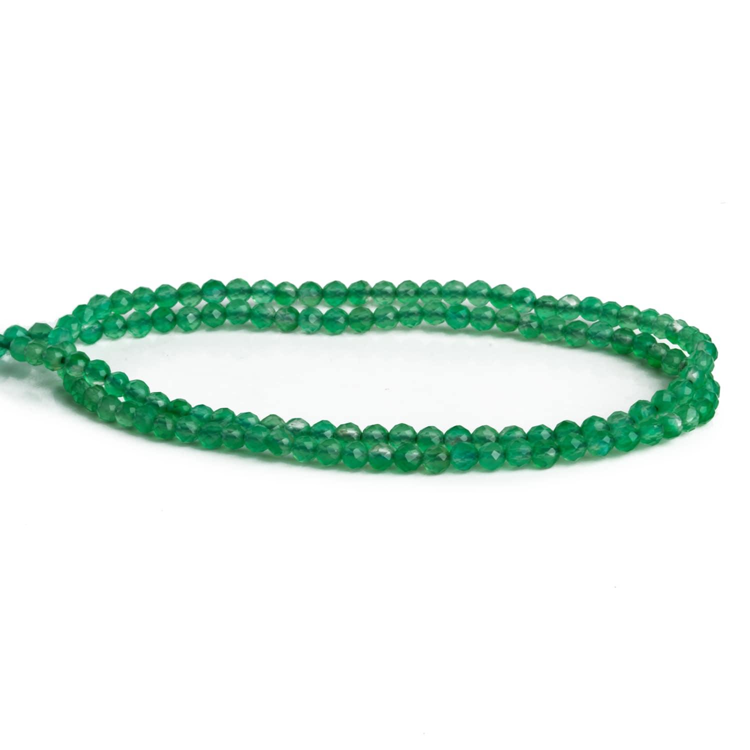 2-2.2mm Green Onyx Microfaceted Rounds 12 inch 130 beads - The Bead Traders