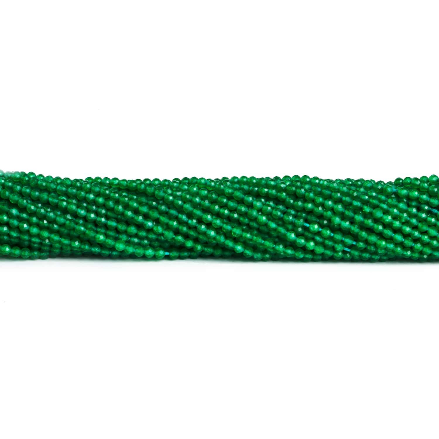 2-2.5mm Green Onyx Microfaceted Rounds 12 inch 130 beads - The Bead Traders