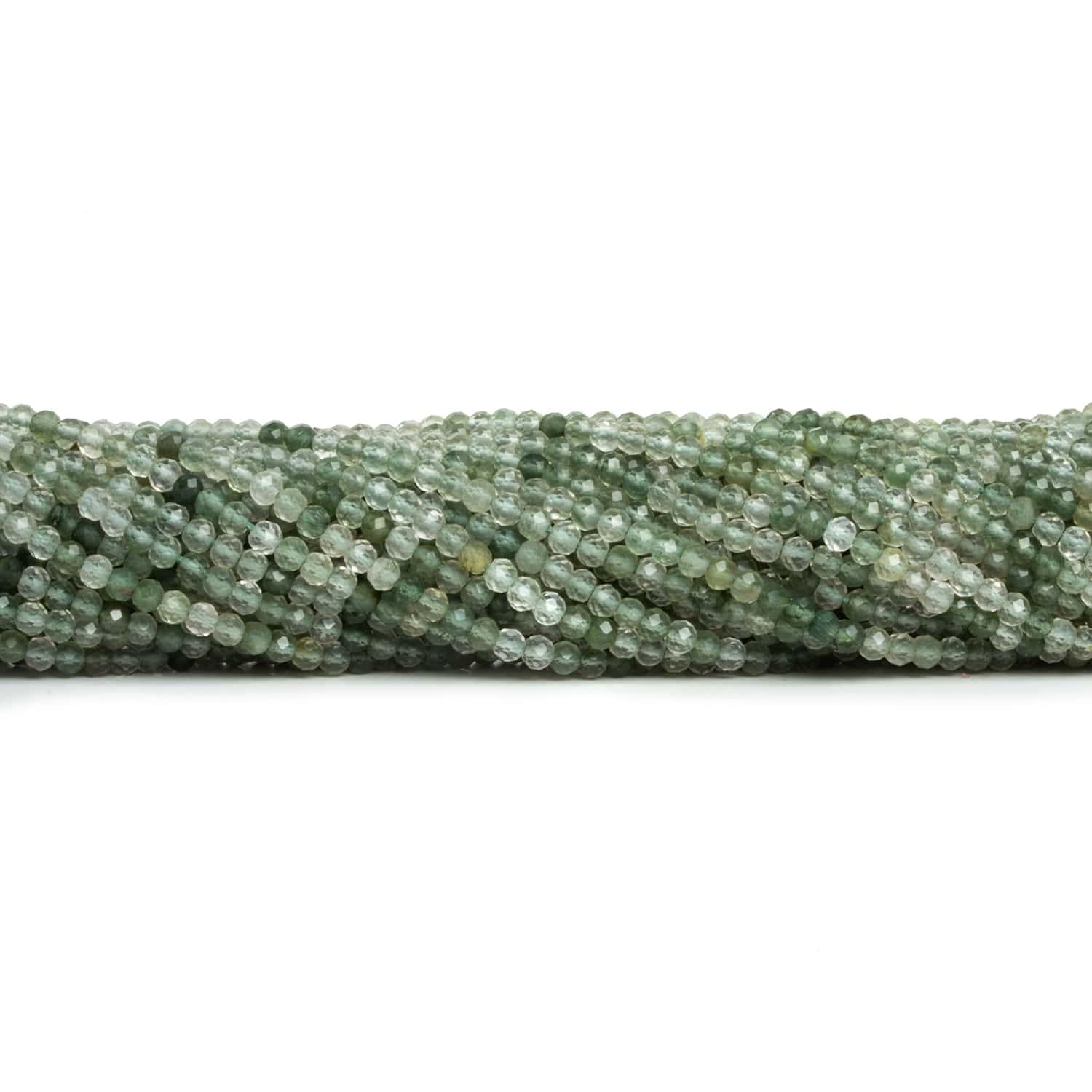 2-2.5mm Green Tourmalinated Quartz Microfaceted Rounds 12 inch 140 beads - The Bead Traders