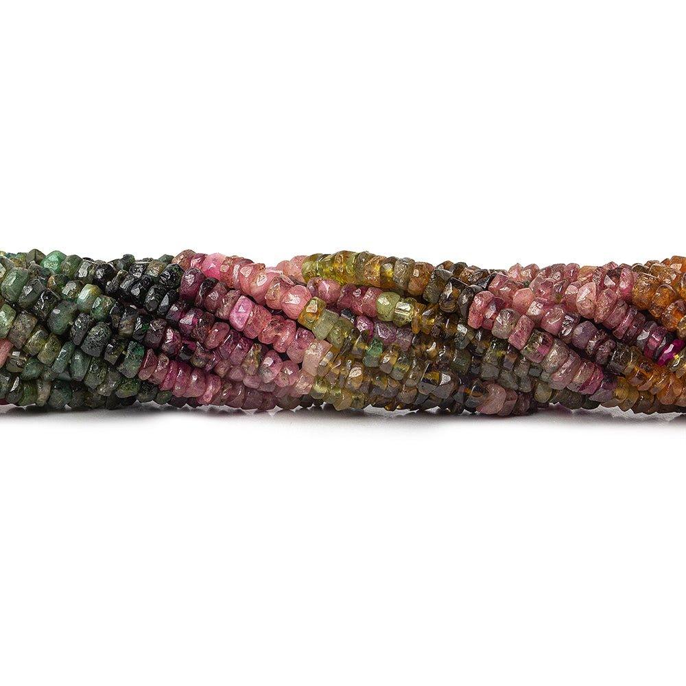 2-4mm Multi Color Tourmaline Native Faceted Rondelle Beads - The Bead Traders