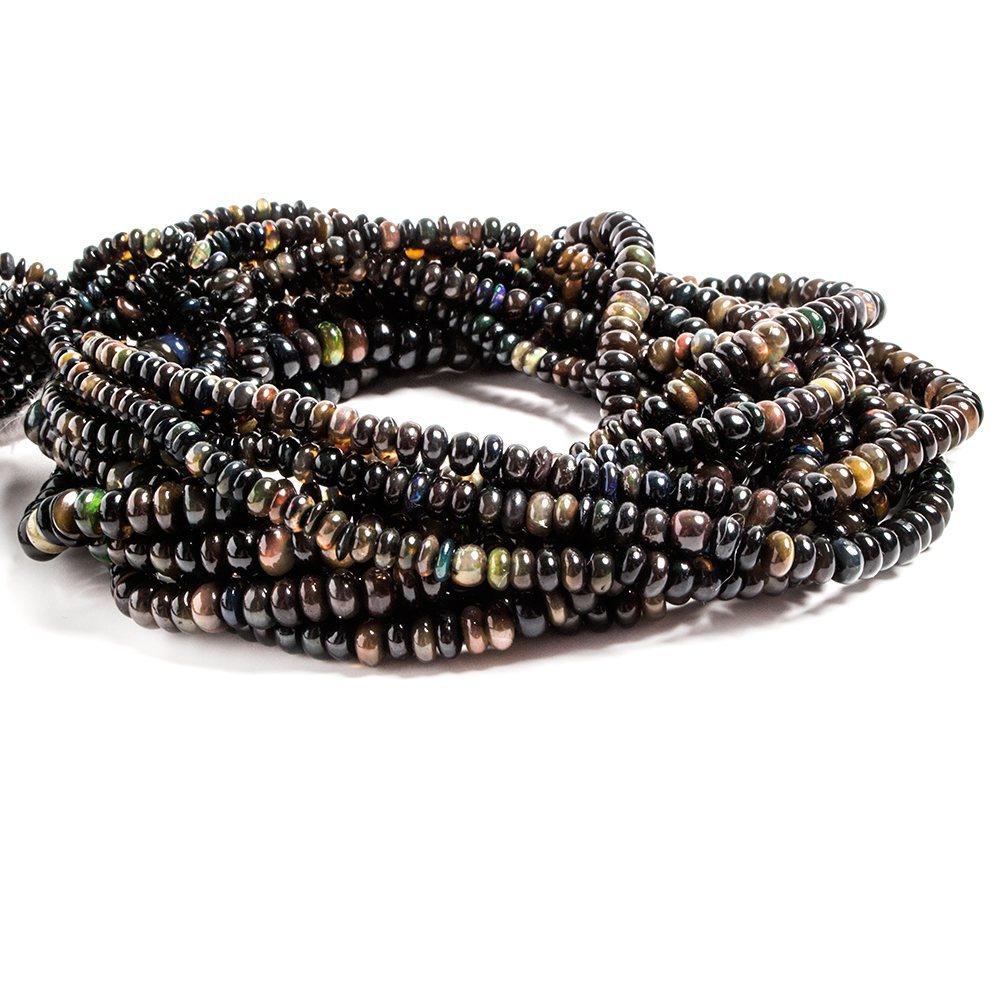 2-5mm Black Ethiopian Opal Plain Rondelle Beads 17 inch 189 pieces - The Bead Traders