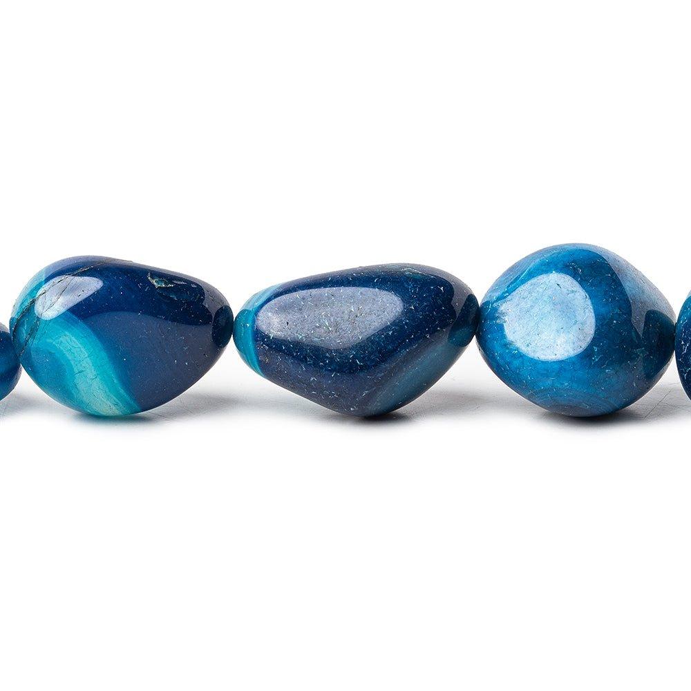 20 - 24mm Blue Agate Plain Nugget Beads 15 inch 15 pieces - The Bead Traders