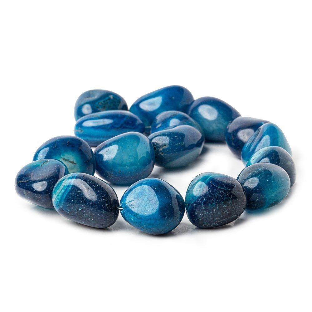 20 - 24mm Blue Agate Plain Nugget Beads 15 inch 15 pieces - The Bead Traders