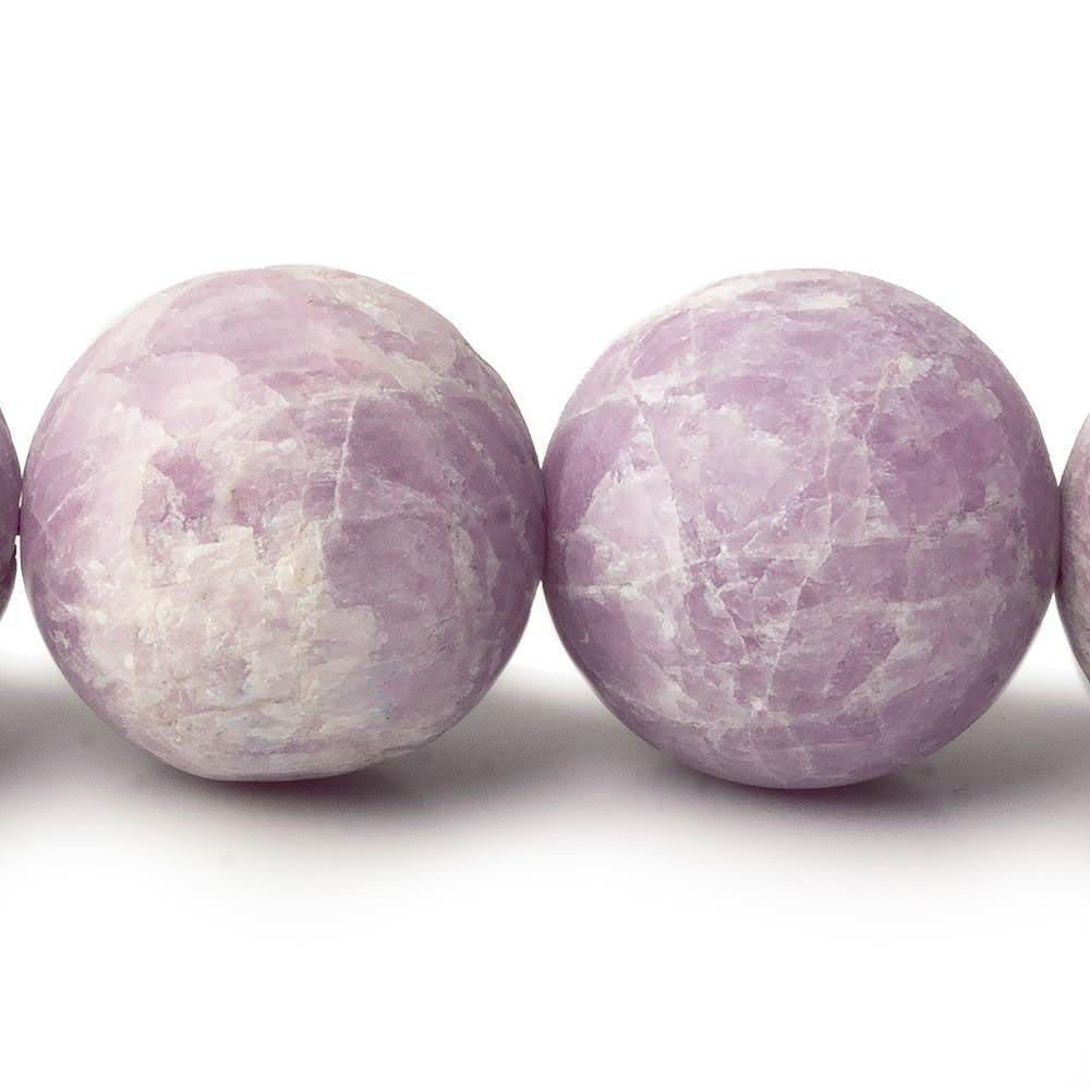 20mm Matte Kunzite tumbled plain rounds 16 inch 20 beads - The Bead Traders