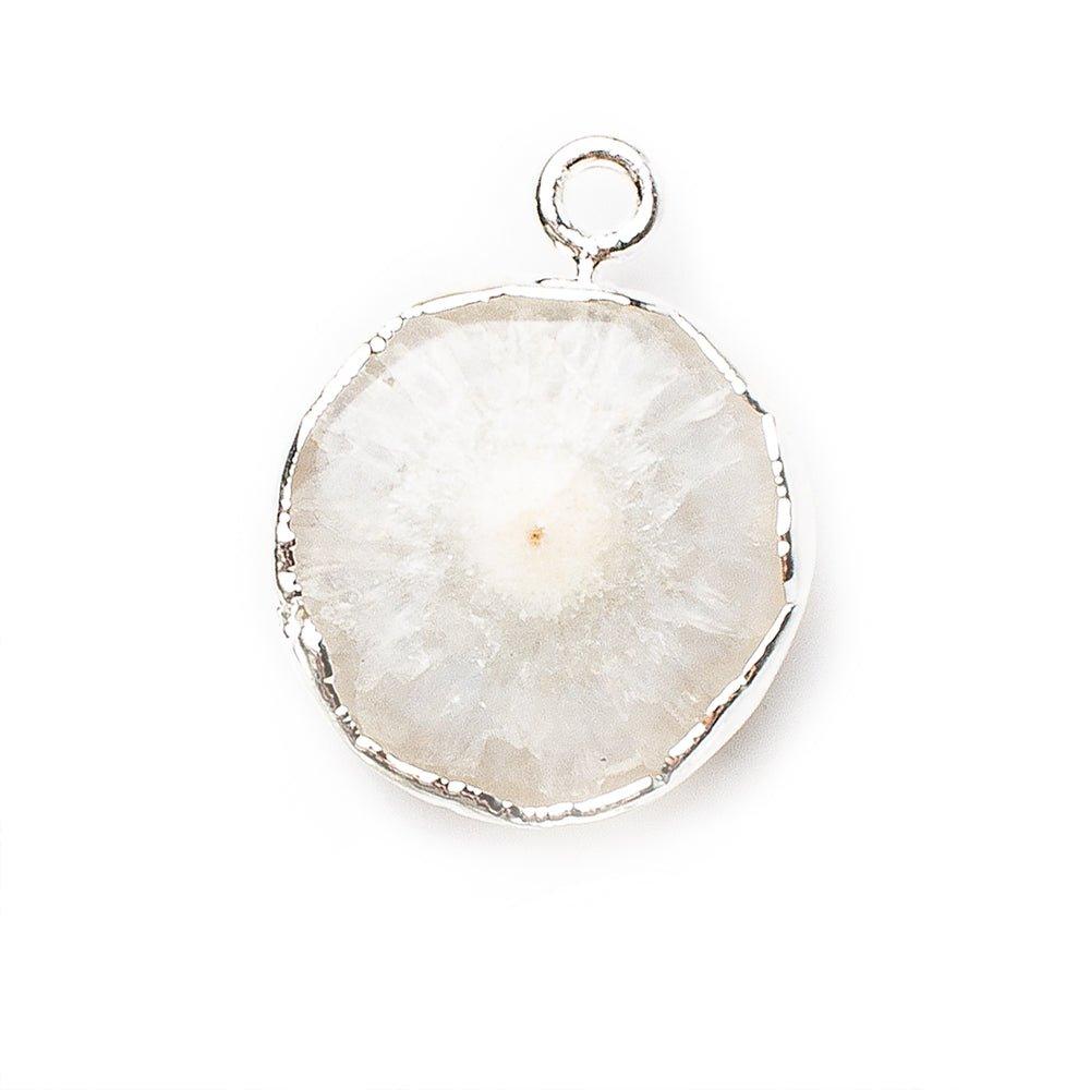 20mm Silver Leafed Solar Quartz Coin Pendant 1 piece 17mm average size - The Bead Traders