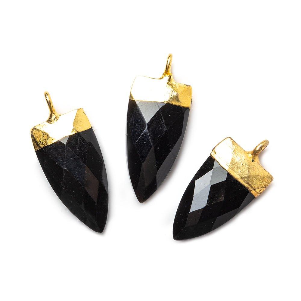 20x10mm Gold Leafed Black Chalcedony faceted point focal Pendant 1 piece - The Bead Traders
