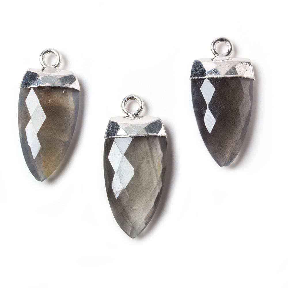 20x10mm Silver Leafed Grey Moonstone Point Pendant 1 piece - The Bead Traders