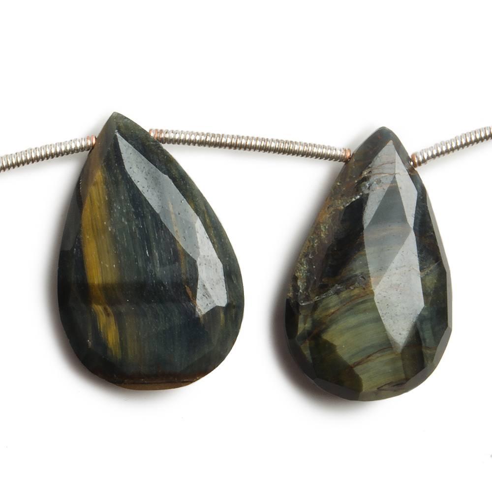 20x11-27x15mm Black Tiger's Eye faceted pear beads 7 inch 9 pieces - The Bead Traders