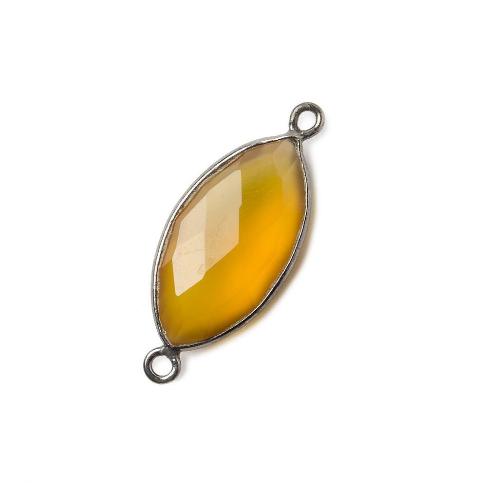 20x11mm Black Gold plated Silver .925 Butterscotch Yellow Chalcedony faceted marquise Connector 1 piece - The Bead Traders