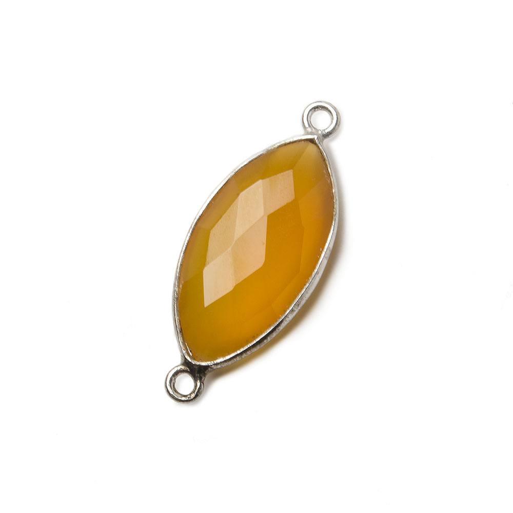 20x11mm Silver .925 Honey Yellow Chalcedony faceted marquise Connector 1 piece - The Bead Traders
