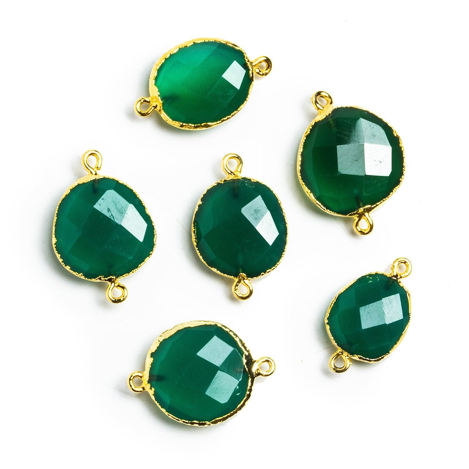 20x12mm Gold Leafed Green Onyx Connector 1 piece - The Bead Traders