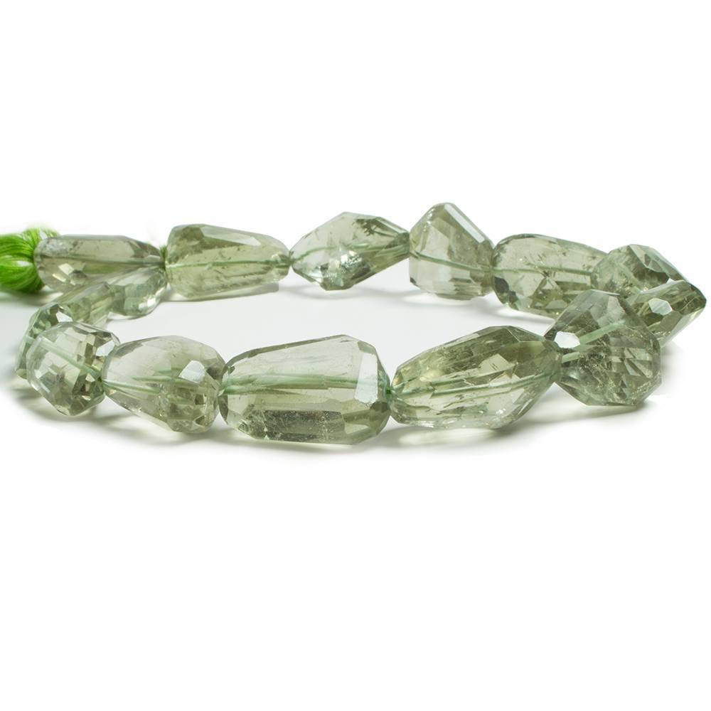 20x14x10-27x18.5x15mm Green Amethyst faceted nugget beads 14 inch 15 pcs - The Bead Traders