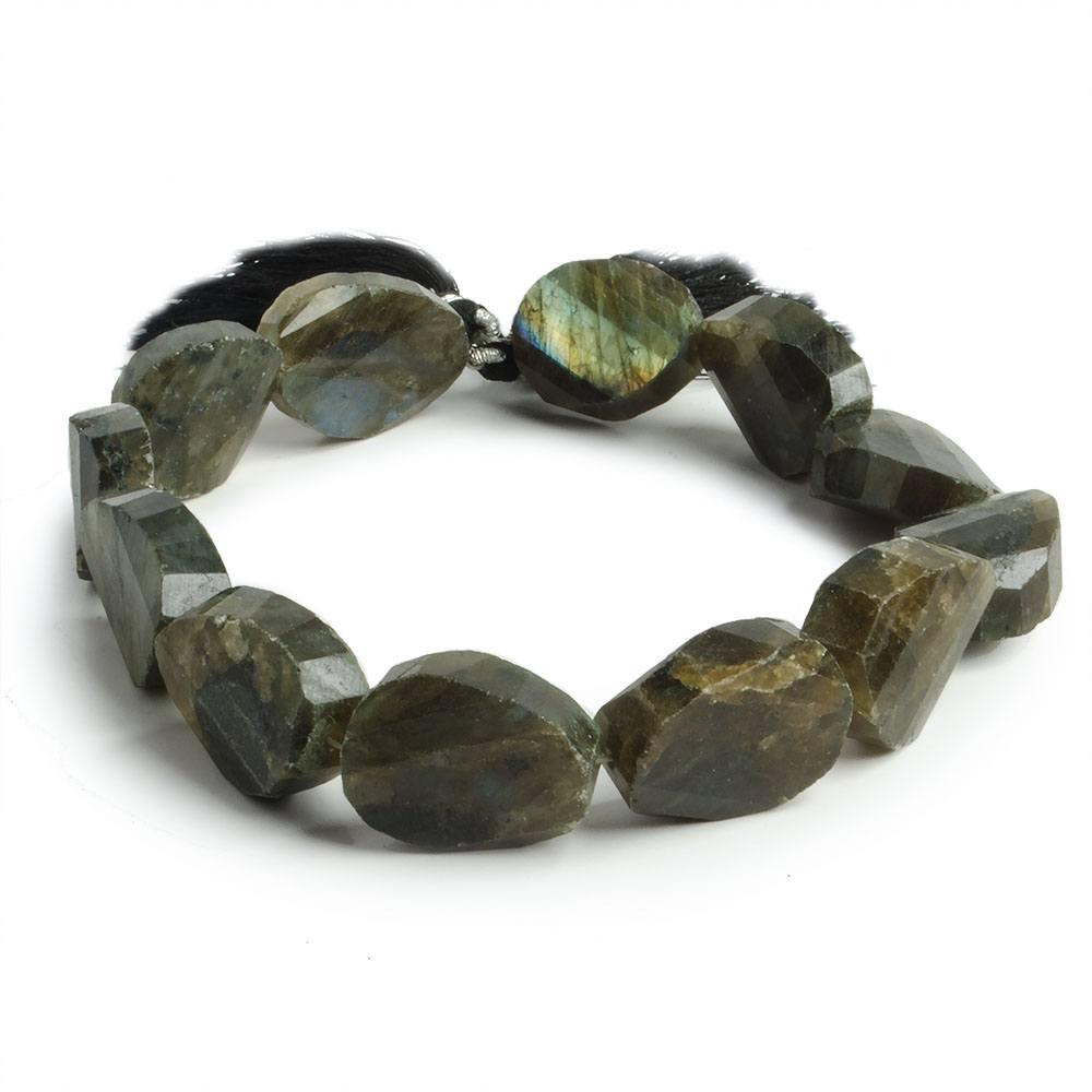 20x15-25x18mm Labradorite barrel faceted oval beads 10 inch 11 pieces - The Bead Traders