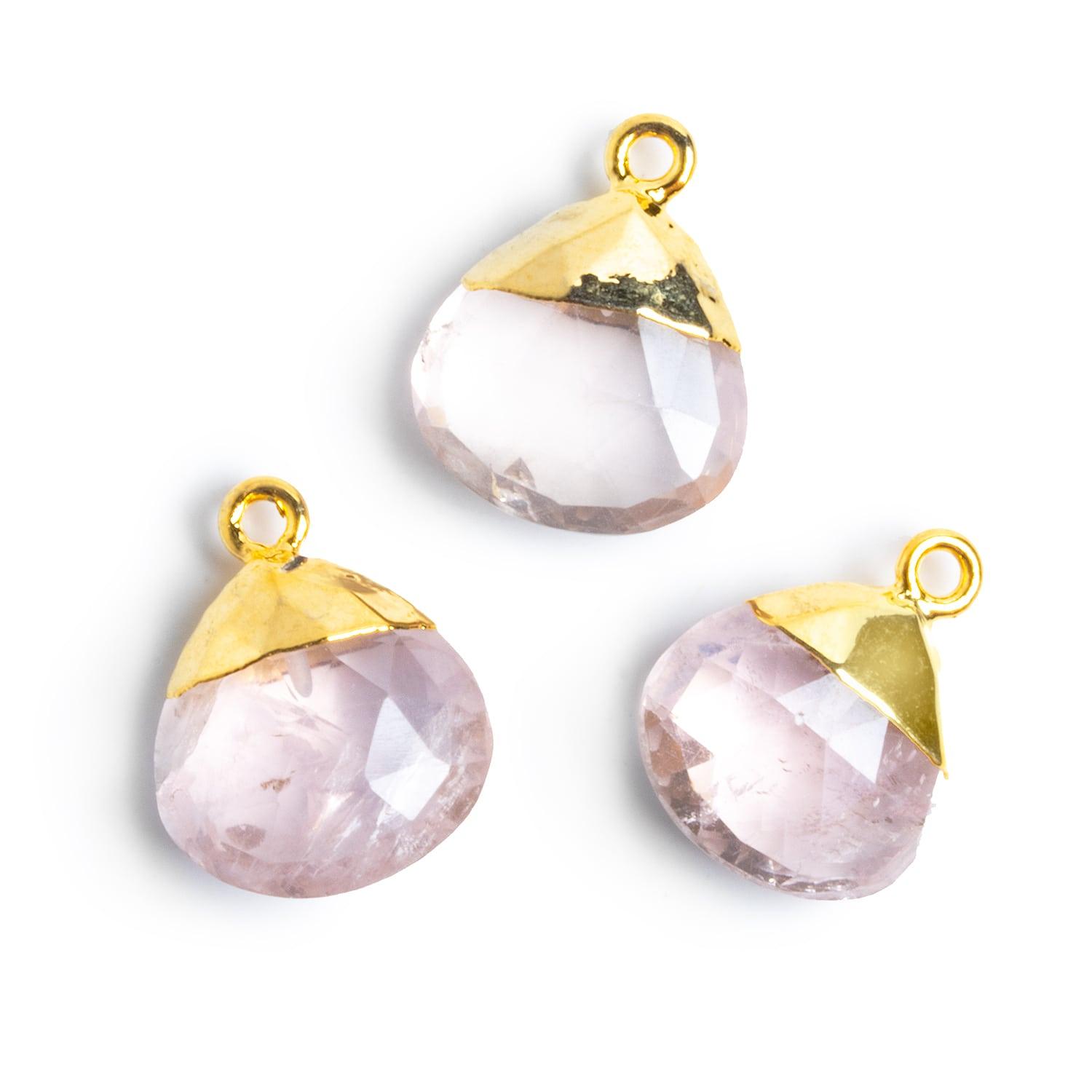 20x17mm Gold Leafed Rose Quartz Heart Pendant 1 Piece - The Bead Traders