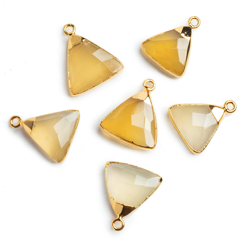 20x18mm Gold Leafed Yellow Chalcedony Triangle Pendant 1 Piece - The Bead Traders