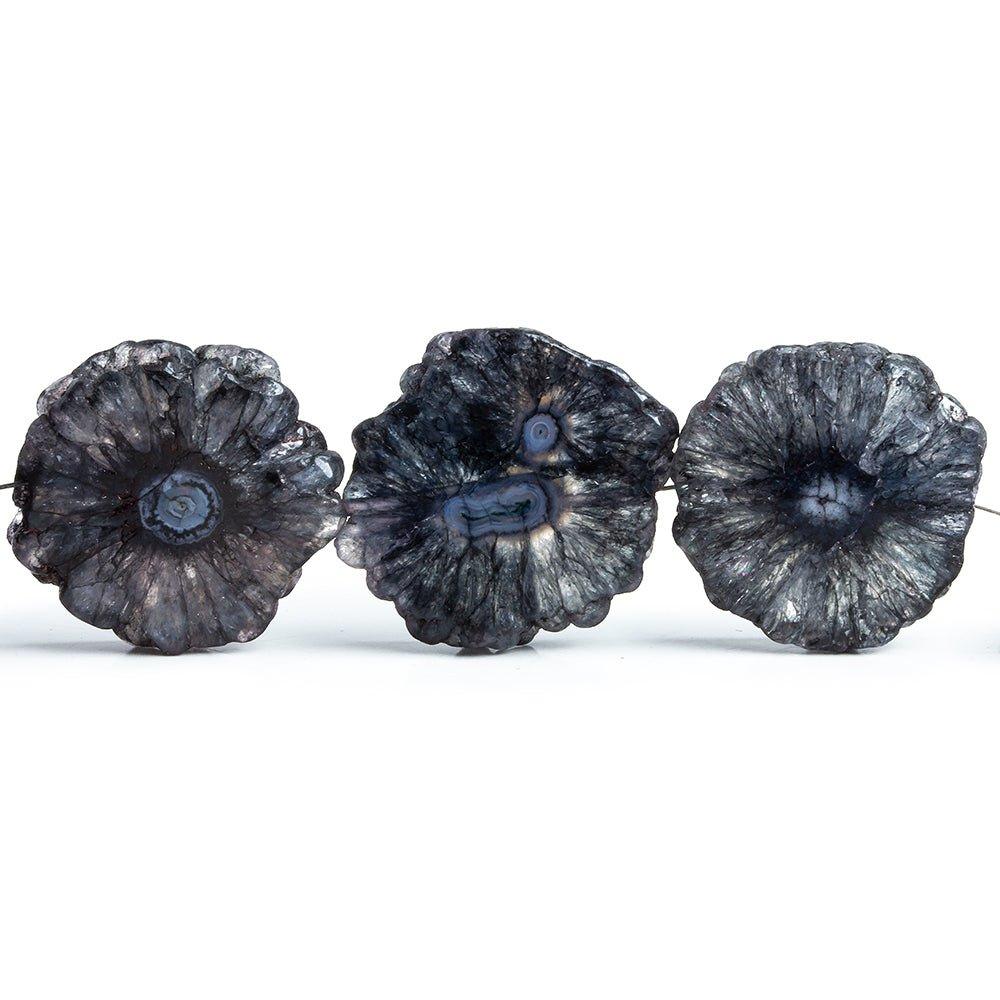 21mm-24.5mm Black Solar Quartz Slice Beads 8 inch 9 pieces - The Bead Traders