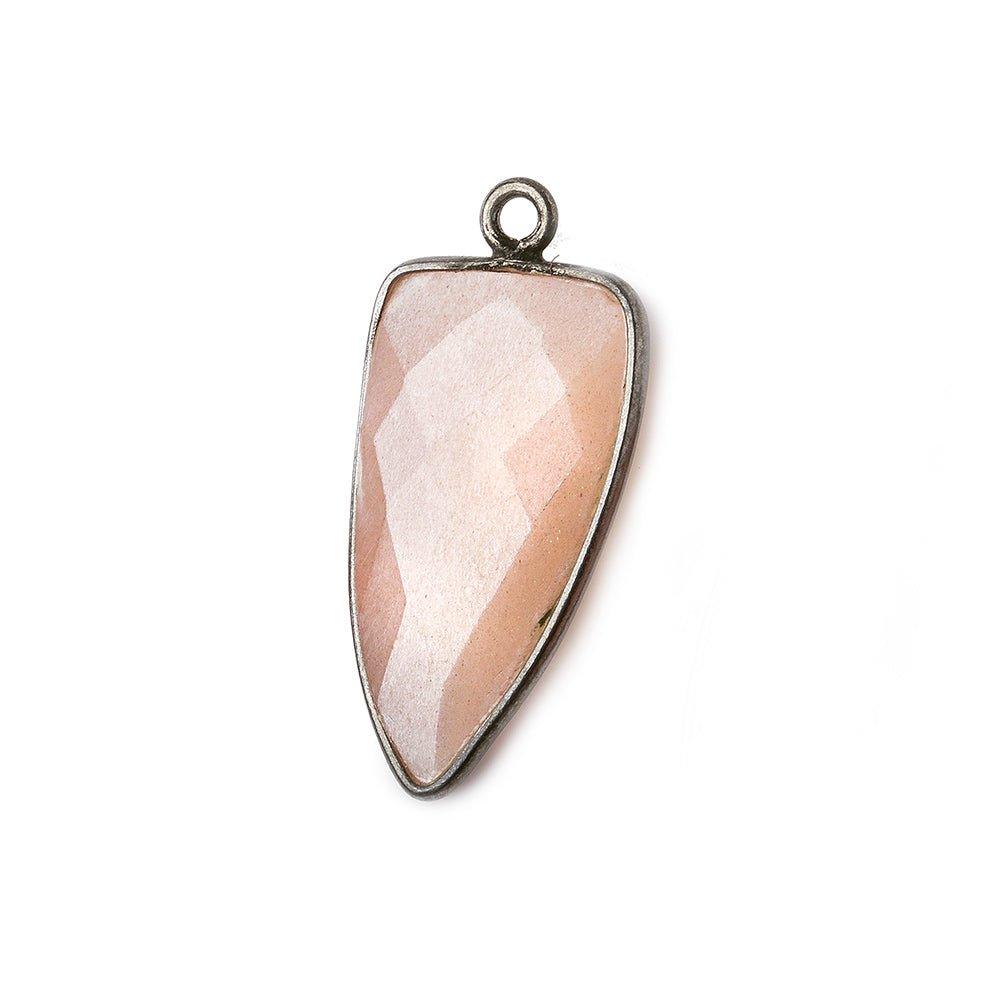 21x11mm Black Gold Bezel Angel Skin Peach Moonstone faceted point - The Bead Traders