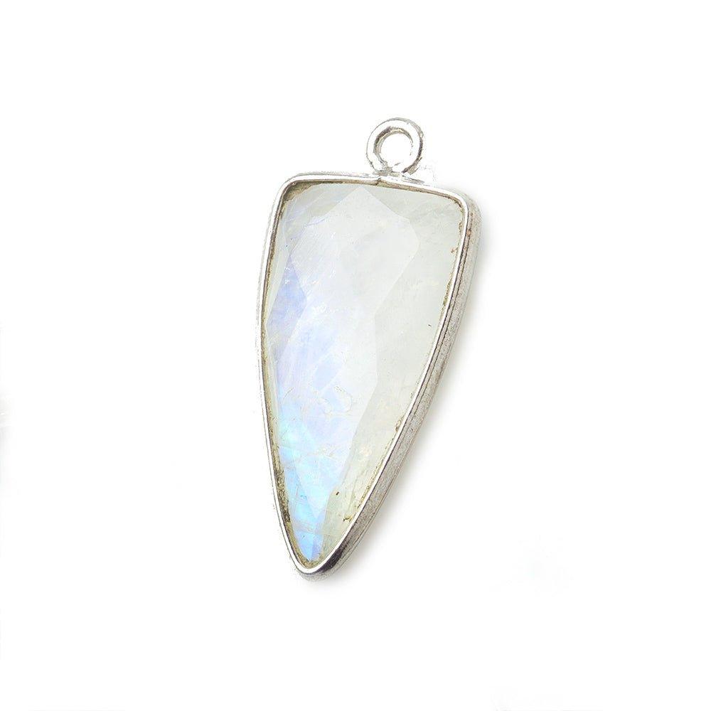21x11mm Silver .925 Bezel Rainbow Moonstone Point Pendant - The Bead Traders