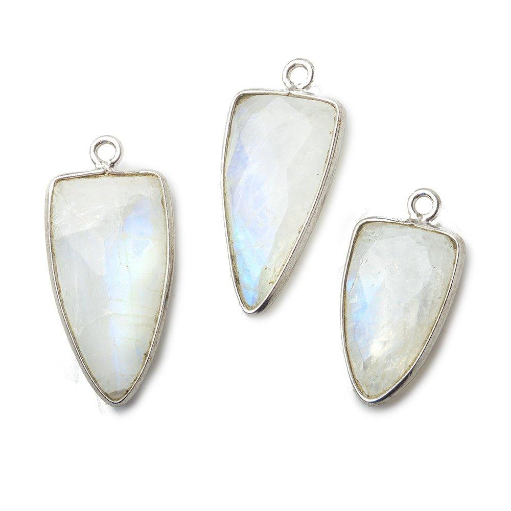 21x11mm Silver .925 Bezel Rainbow Moonstone Point Pendant - The Bead Traders