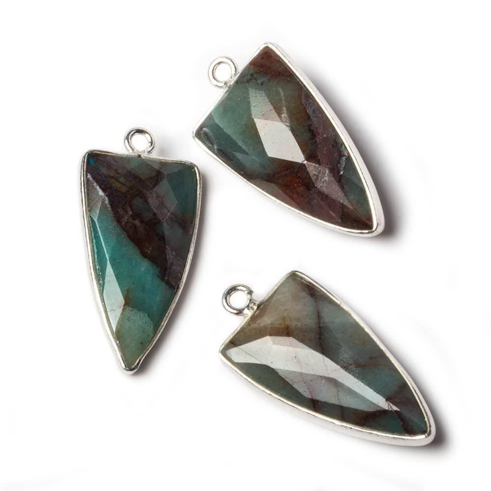 21x11mm Silver Bezel Chrysocolla faceted point 1 focal bead - The Bead Traders