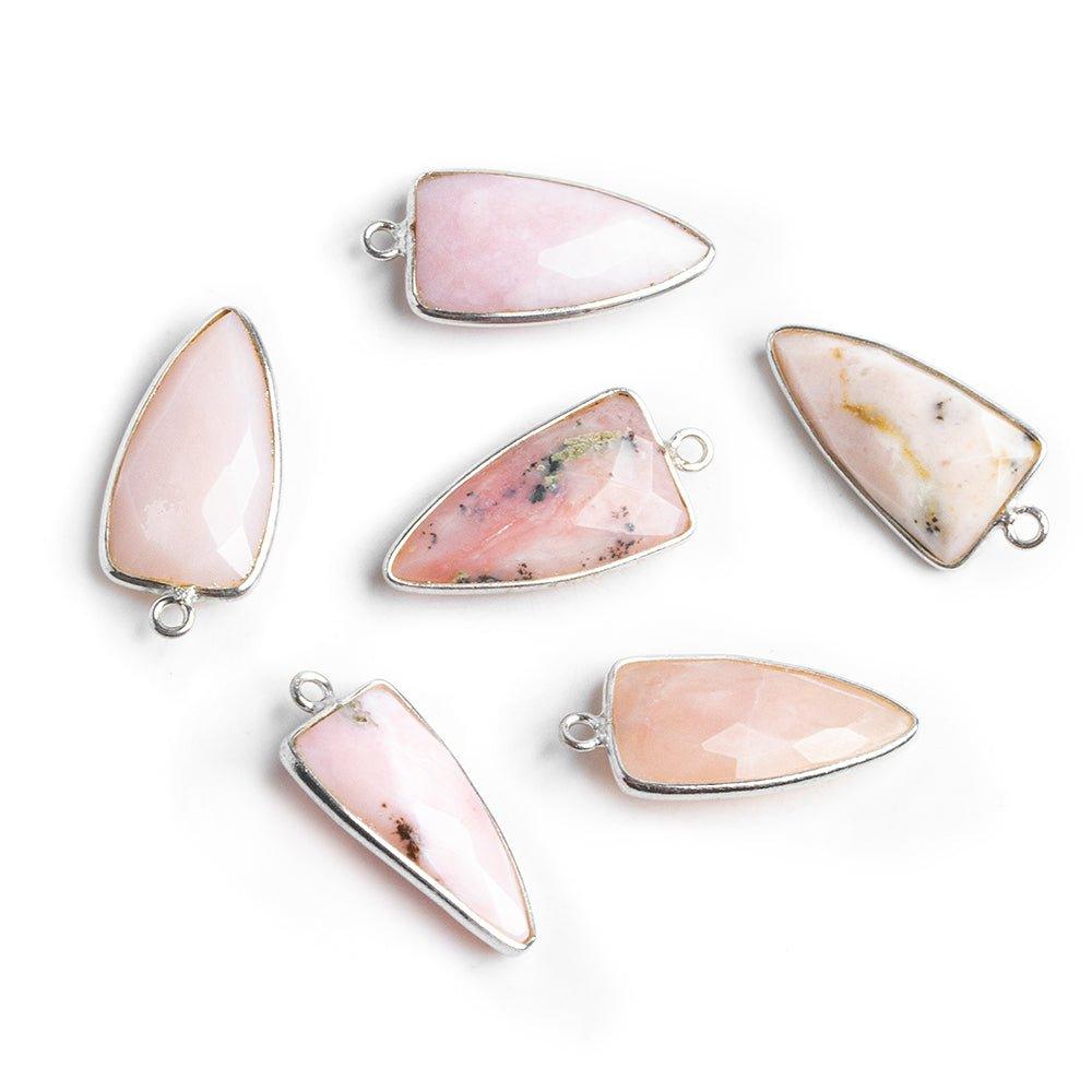 21x11mm Silver Bezel Pink Peruvian Opal faceted point - The Bead Traders
