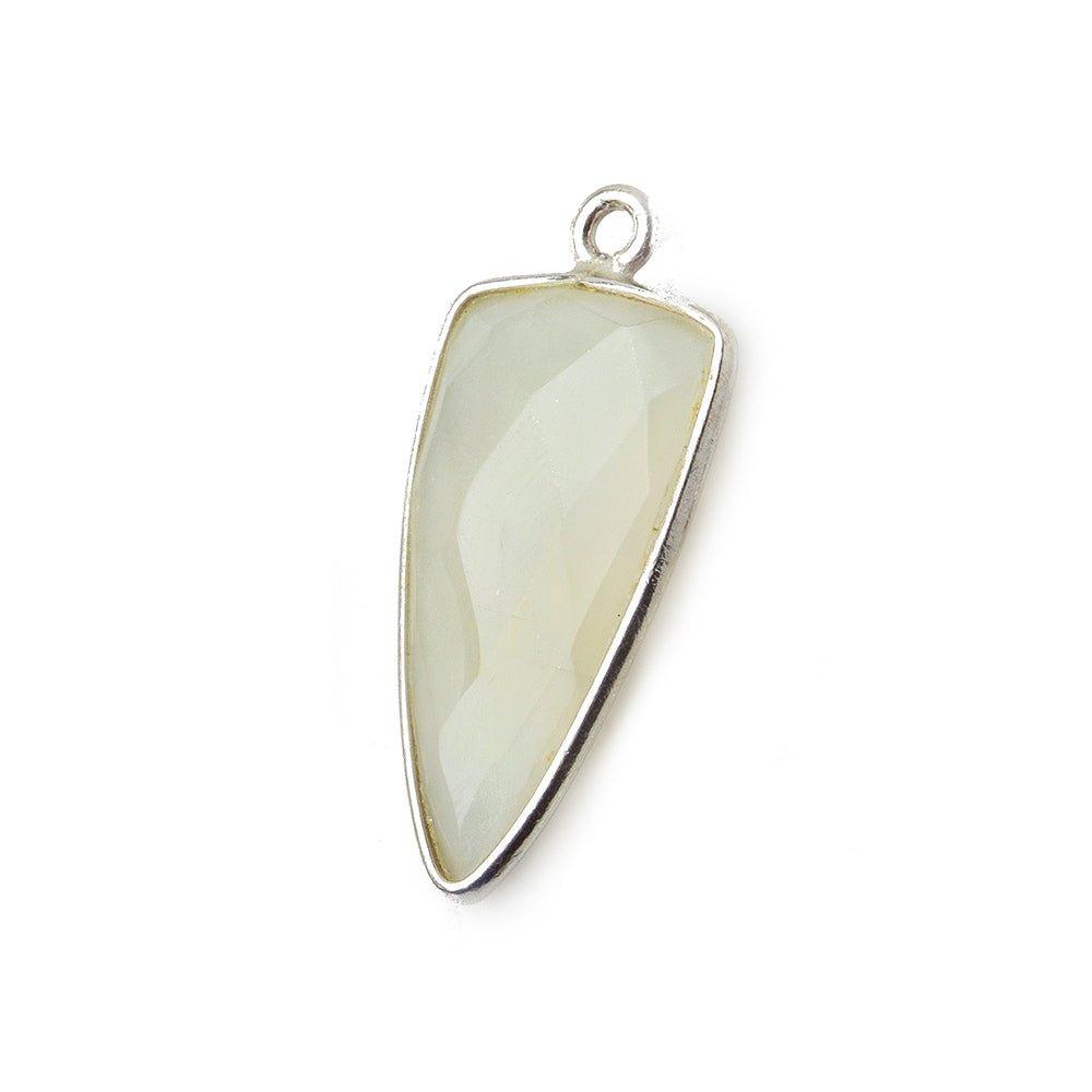21x11mm Silver Bezel White Moonstone faceted point Pendant 1 focal bead - The Bead Traders