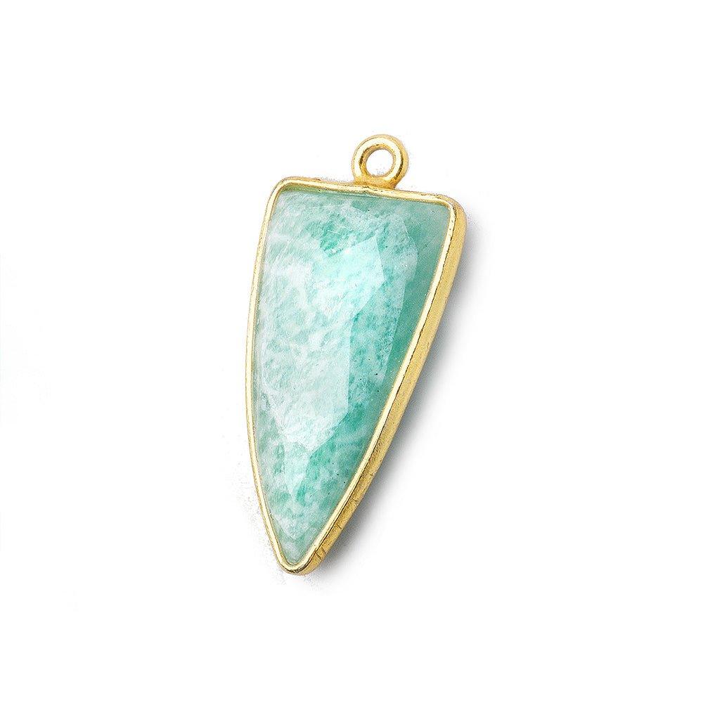 21x11mm Vermeil Bezel Amazonite faceted point 1 focal bead - The Bead Traders