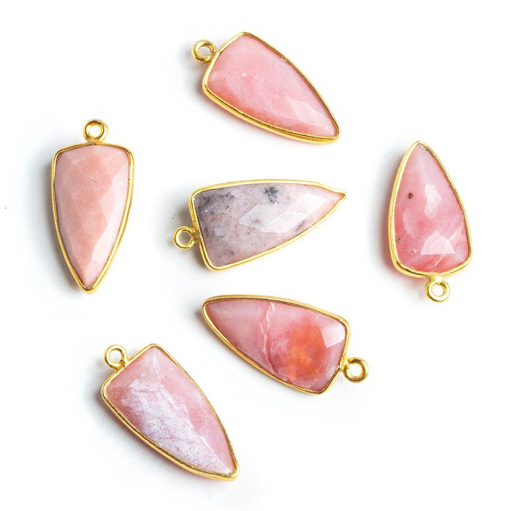 21x11mm Vermeil Bezel Pink Peruvian Opal faceted point - The Bead Traders
