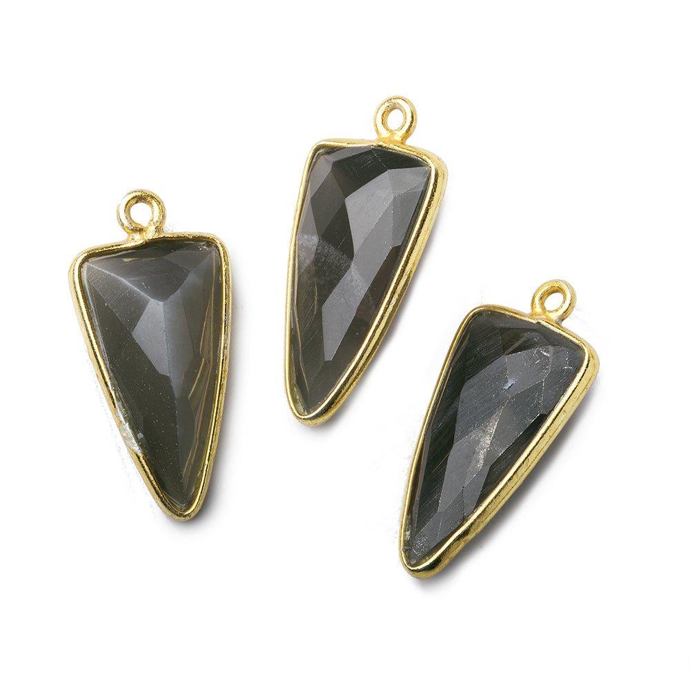 21x11mm Vermeil Bezel Platinum Grey Moonstone faceted point 1 focal bead - The Bead Traders