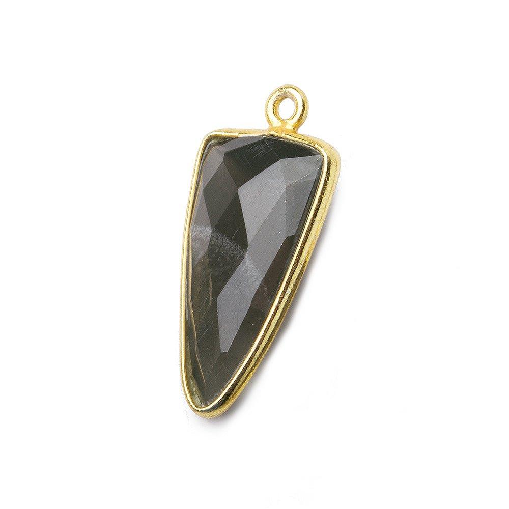 21x11mm Vermeil Bezel Platinum Grey Moonstone faceted point 1 focal bead - The Bead Traders