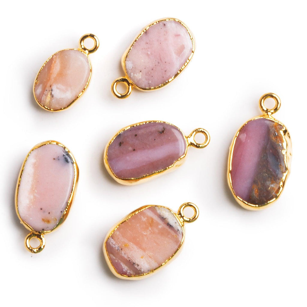 21x12mm Gold Leafed Pink Peruvian Opal Oval Pendant - The Bead Traders