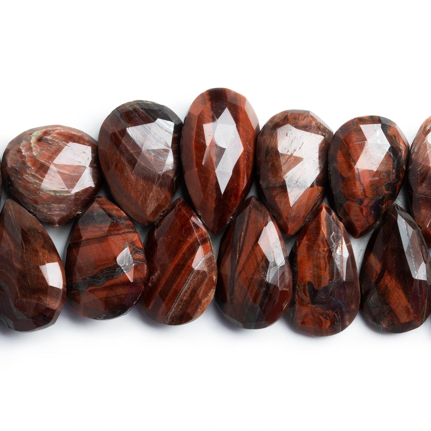 21x14mm Red Tiger's Eye Faceted Pears 8 inch 31 beads - The Bead Traders