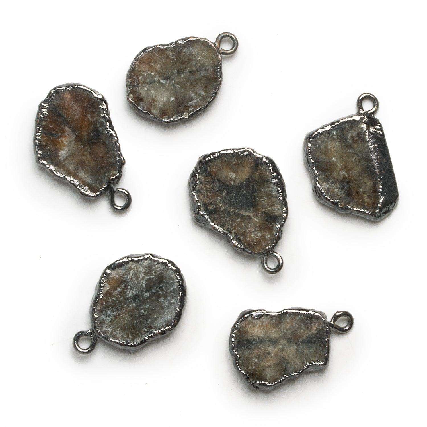 21x15mm Black Gold Leafed Andalusite Chiastolite Slice Pendant - The Bead Traders