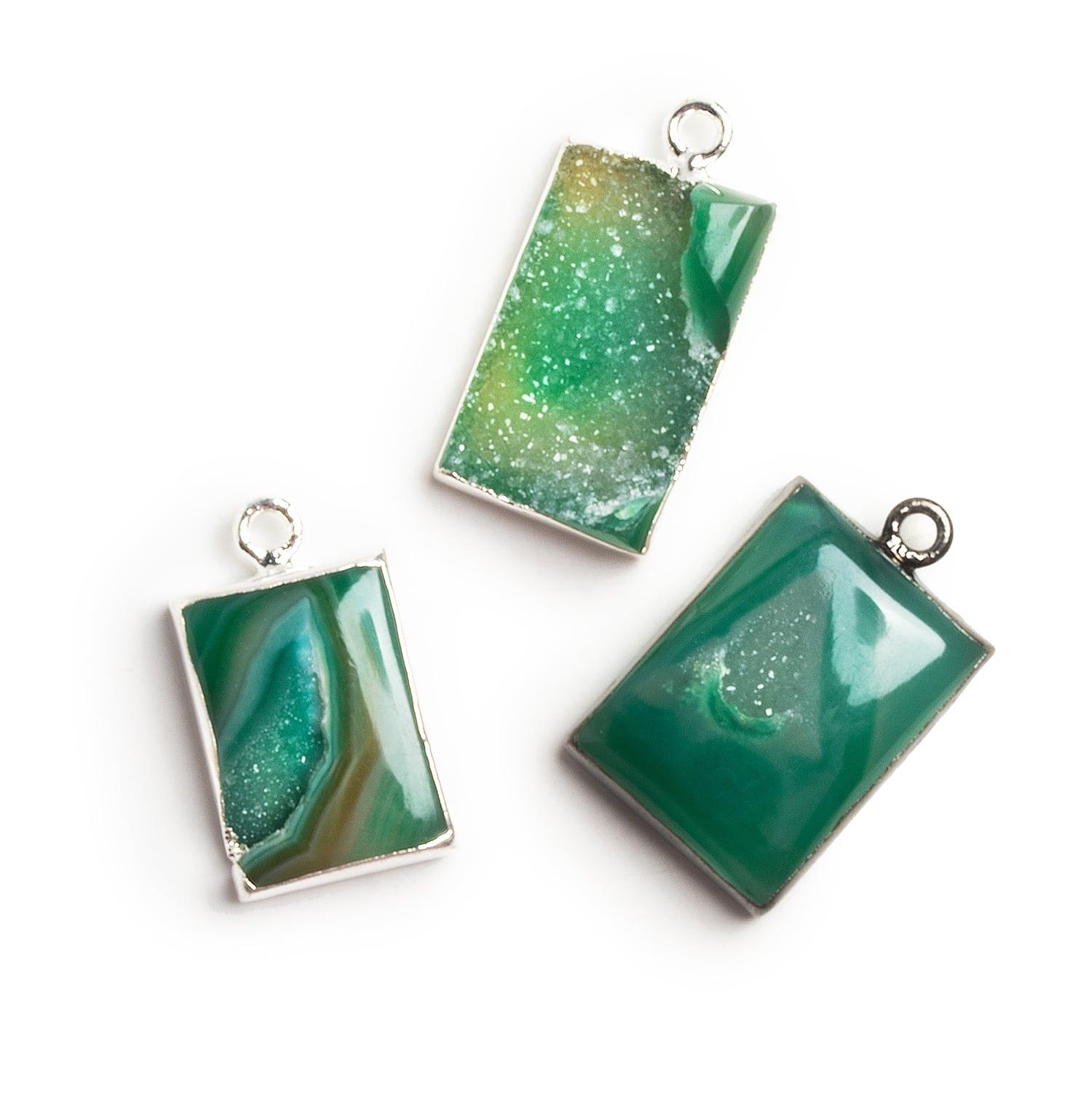 21x16mm Leafed Green Drusy Pendants - Lot of 3 - The Bead Traders