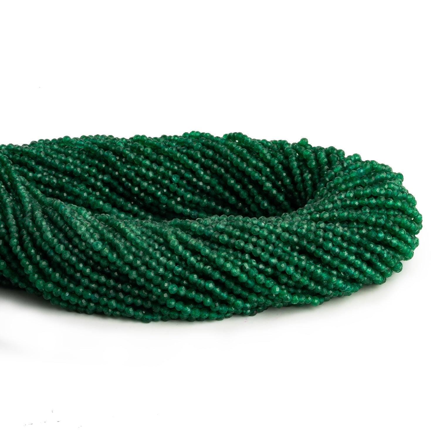 2.2mm Dark Green Quartz Microfaceted Rounds 12 inch 150 beads - The Bead Traders