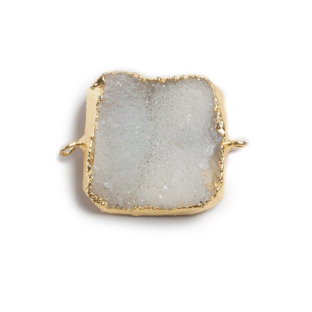 22mm Gold edged White Square Drusy Connector 1 focal bead - The Bead Traders