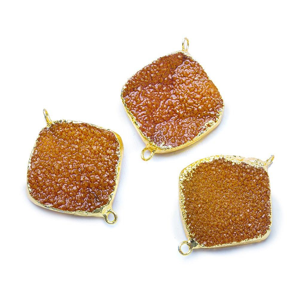 22mm Gold Leaf Caramel Brown Drusy Square Corner Connector 1 bead - The Bead Traders