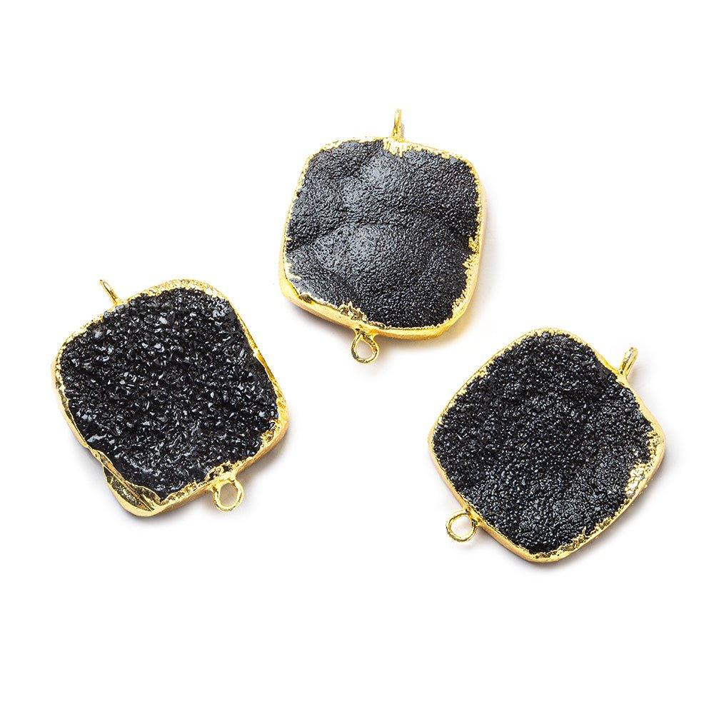 22mm Gold Leafed Black Drusy Square Connector Focal 1 bead - The Bead Traders