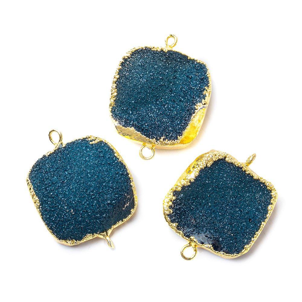 22mm Gold Leafed Dark Blue Drusy Square Connector Focal 1 bead - The Bead Traders